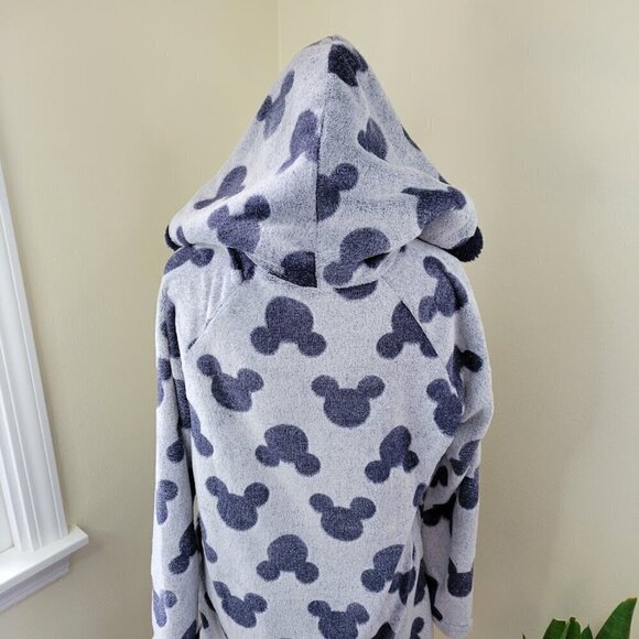 Disney Mickey Mouse Lounge Hoodie Fleece Sweatshirt Robe Blue Size Small - Picture 6 of 14
